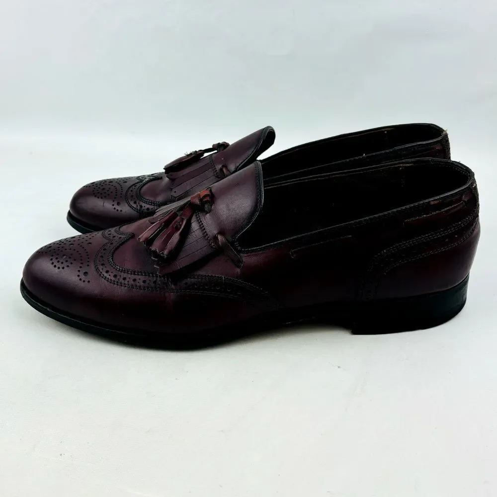 Wright Kiltie Tassel Wingtip‎ Loafer Mens 11 Burgundy Leather Slip On Whippet II
